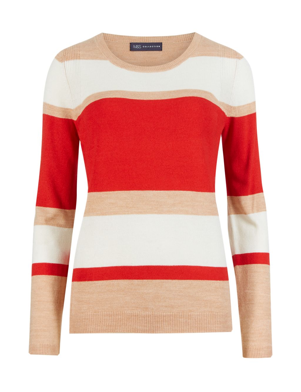 Round Neck Soft Ribbed & Striped Jumper 1 of 4