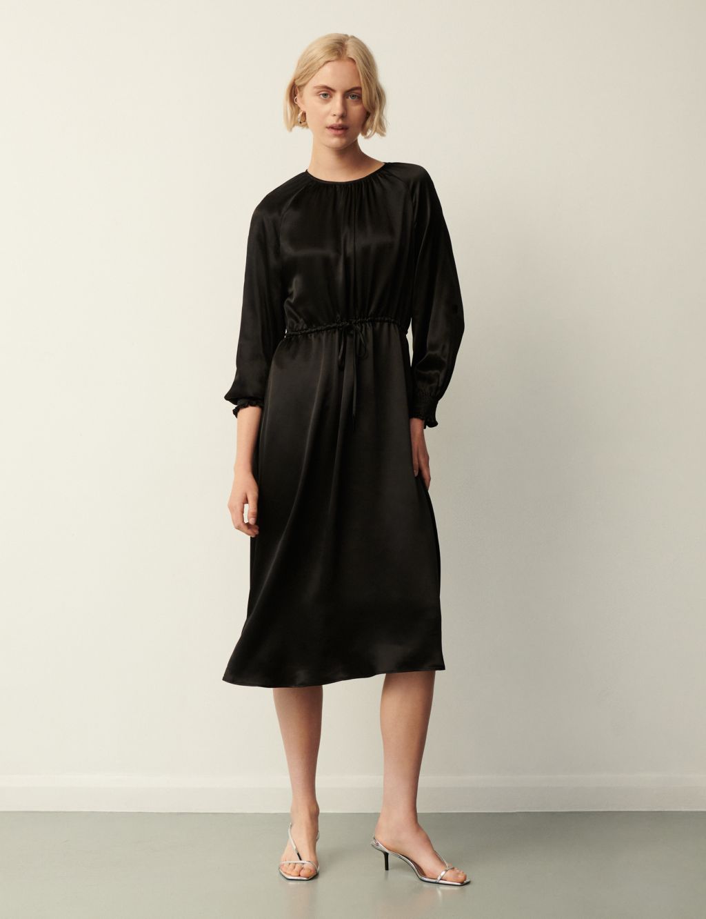 Round Neck Tie Detail Midi Waisted Dress | Finery London | M&S