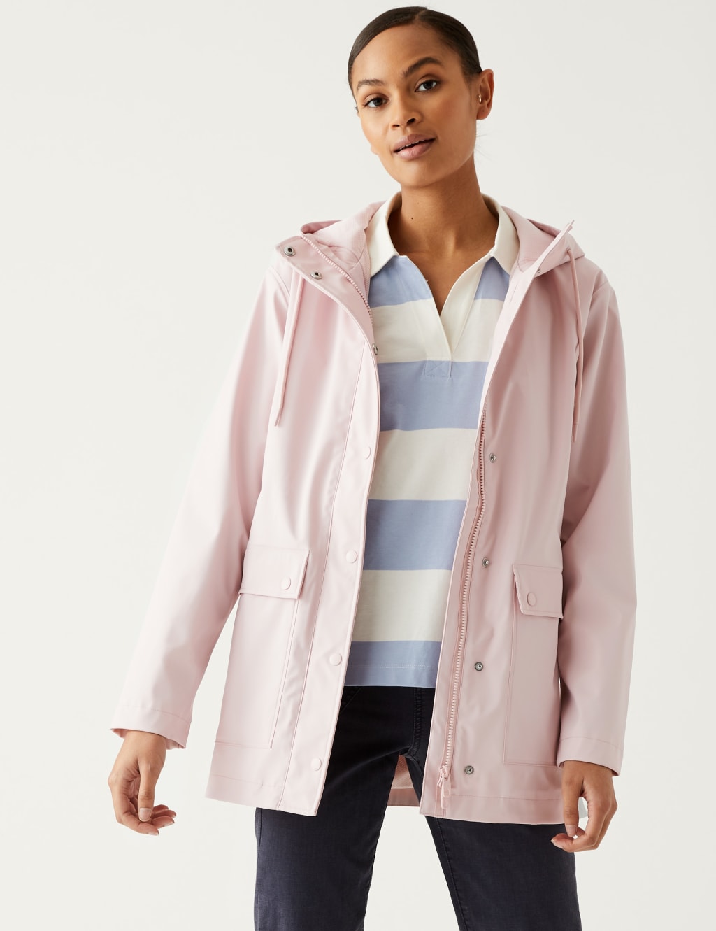 rubber hooded raincoat