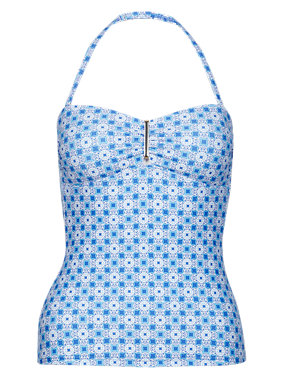 Ruched Bandeau Padded Tankini Top Image 2 of 6
