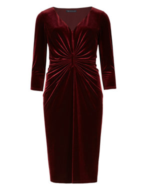 Ruched Front Velour Shift Dress Image 2 of 4