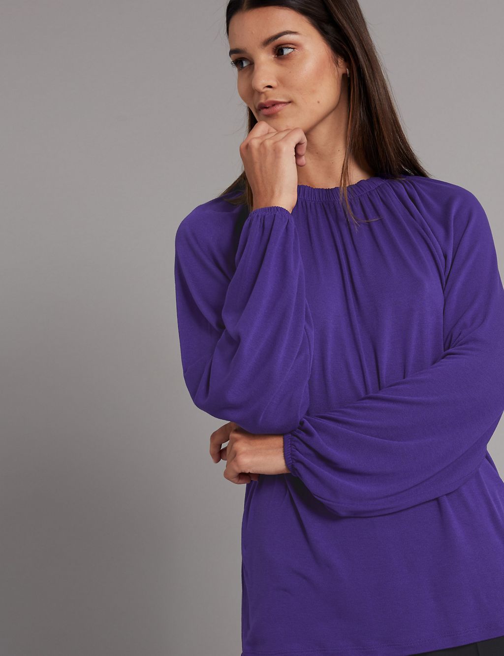 Ruched Neck Long Sleeve Top 3 of 4