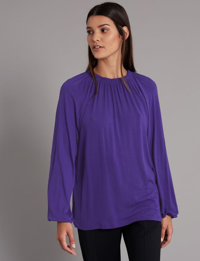Ruched Neck Long Sleeve Top 3 of 4
