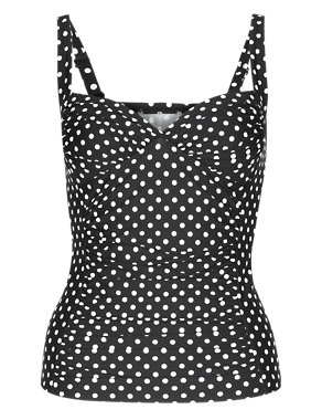 Ruched Spotted Tankini Top Image 2 of 5