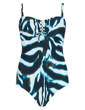 Ruched Zebra Print Swimsuit Image 2 of 7