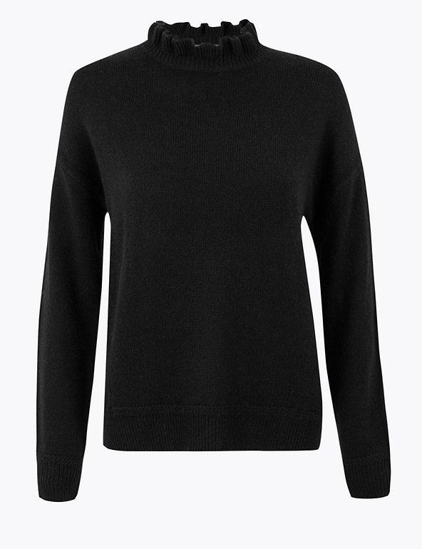 Ruffle High Neck Jumper, M&S Collection