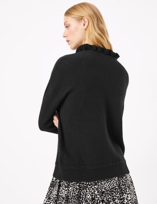 Ruffle neck outlet sweater