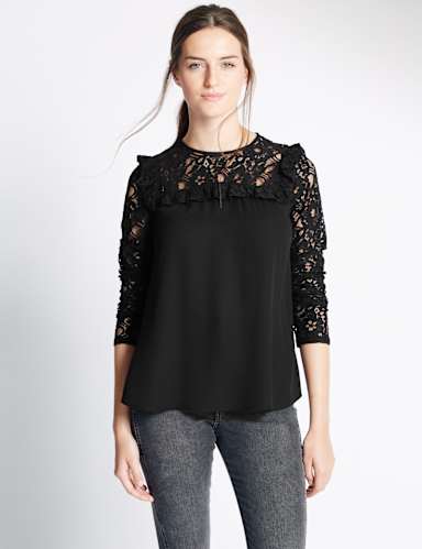 Ruffle Lace Long Sleeve Blouse 1 of 4
