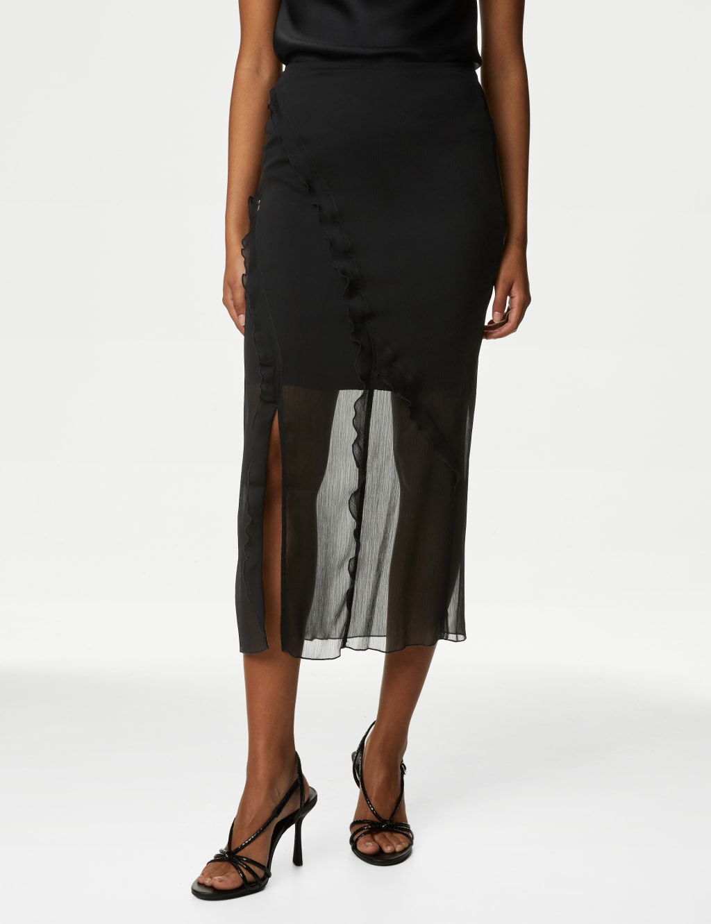 Ruffle Midaxi Split Front Skirt M&S Collection M&S