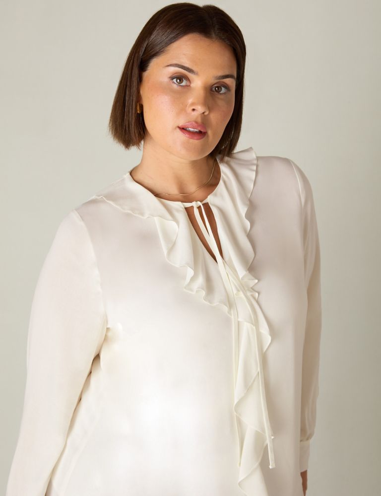 Ruffle Tie Neck Relaxed Blouse 7 of 8