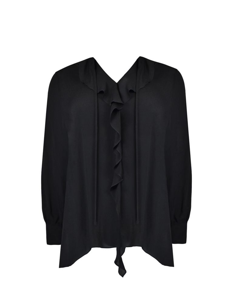 Ruffle Tie Neck Relaxed Blouse 2 of 4