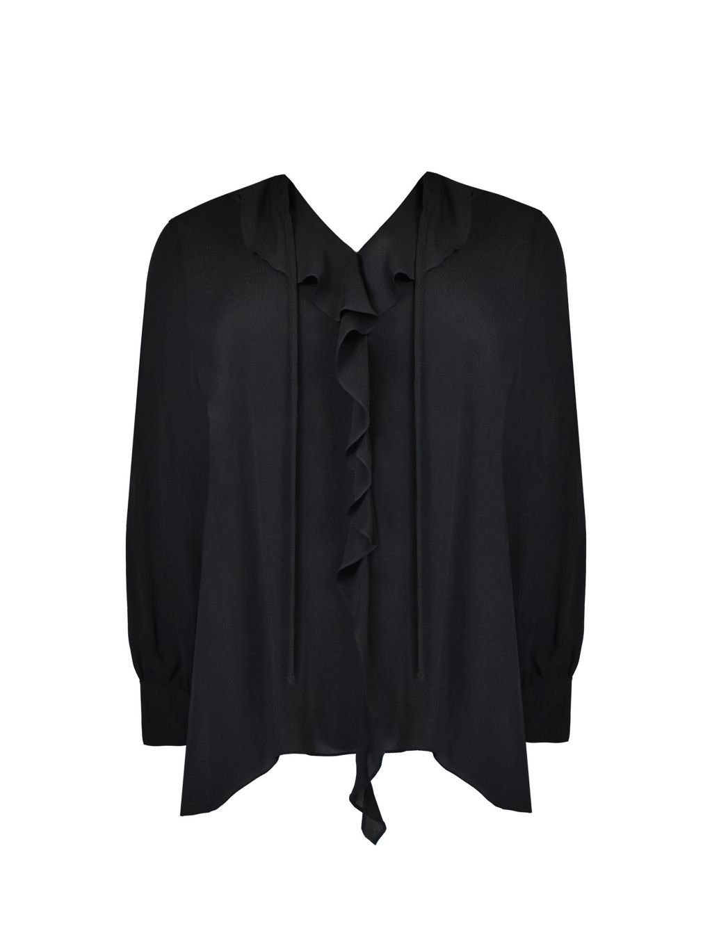 Buy Ruffle Tie Neck Relaxed Blouse | Live Unlimited London | M&S