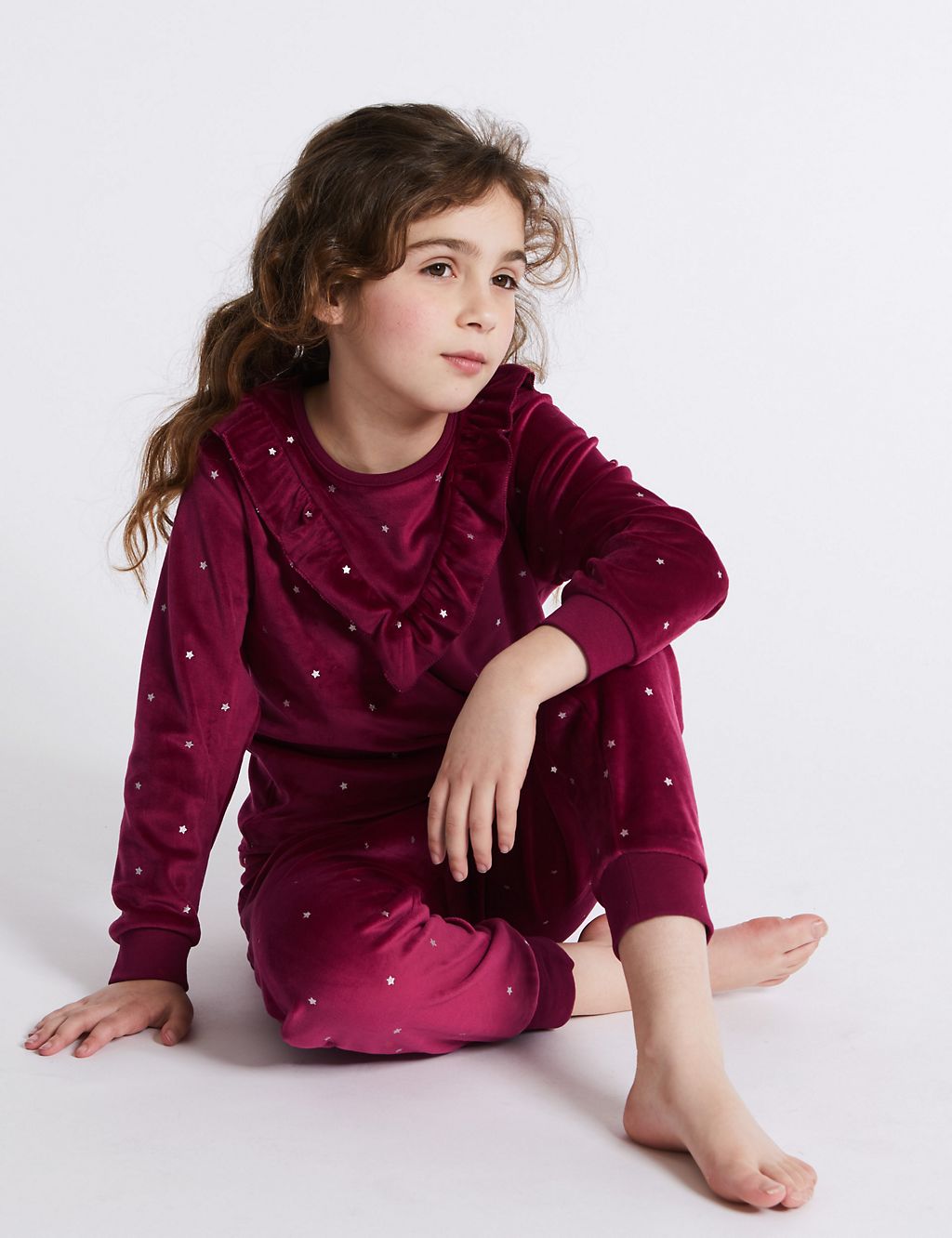 Ruffle Velour Pyjamas (3-16 Years) 3 of 4