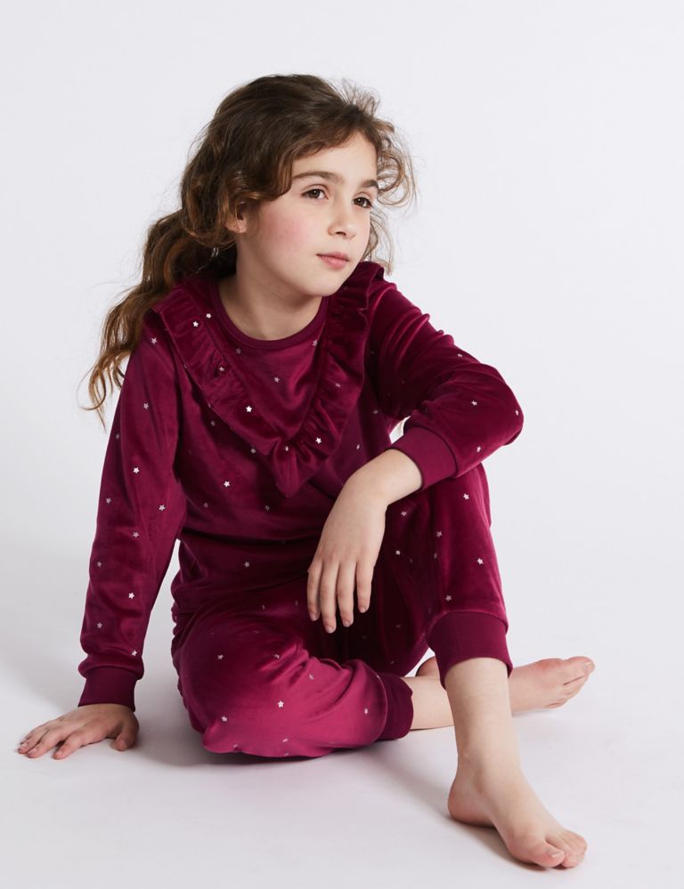 Ruffle Velour Pyjamas (3-16 Years) 1 of 4