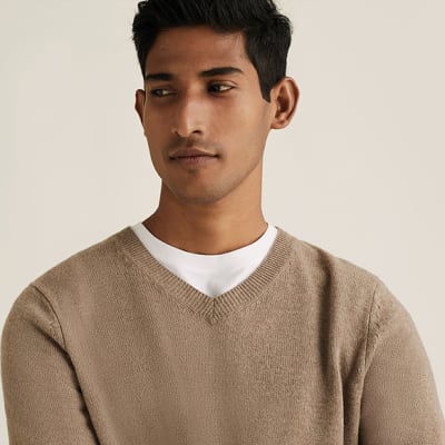 Man wearing lambswool jumper