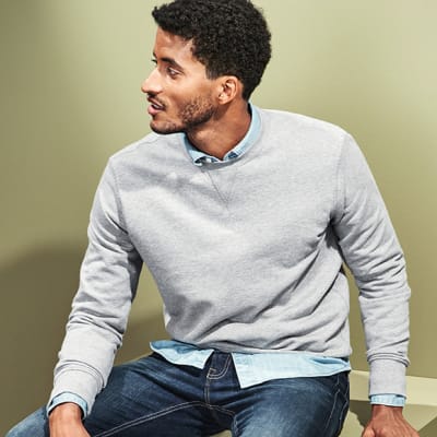 Man wearing cotton sweatshirt