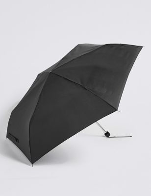 M&S Womens Sheen Compact Umbrella - Black, Black