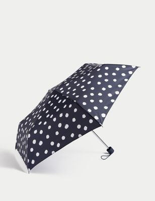 M&S Womens Polka Dot Stormweartm Compact Umbrella - Navy Mix, Navy Mix