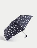 Compacte paraplu met Stormwear™ en stippenpatroon