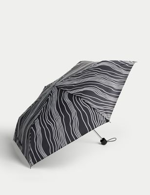 M&S Womens Stormweartm Compact Umbrella - Black Mix, Black Mix
