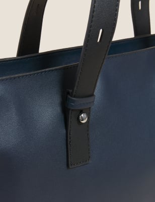 Womens M&S Collection Faux Leather Tote Bag - Navy