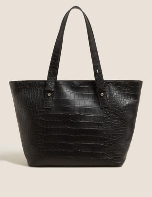 Womens M&S Collection Faux Leather Tote Bag - Black