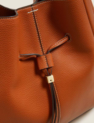 

Womens M&S Collection Faux Leather Drawstring Tote Bag - Tan, Tan