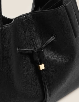 

Womens M&S Collection Tragetasche aus Kunstleder mit Kordelzug - Black, Black