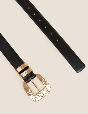 

Womens M&S Collection Leather Feature Buckle Jeans Belt - Black, Black