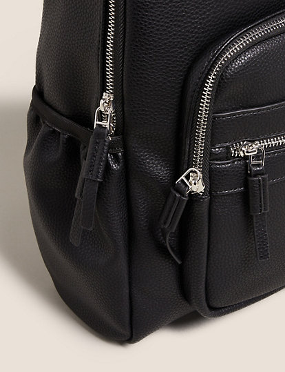Faux Leather Zip Around Backpack