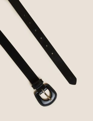 Womens M&S Collection Leather Buckle Jeans Belt - Black