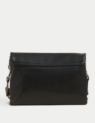 Faux Leather Messenger Cross Body Bag
