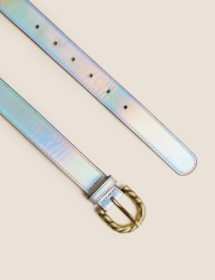 

Womens M&S Collection Faux Leather Feature Buckle Jeans Belt - Metallic, Metallic
