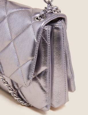 

Womens M&S Collection Schultertasche aus Kunstleder mit Kette - Metallic, Metallic