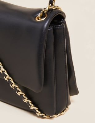 

Womens M&S Collection Schultertasche aus Kunstleder mit Kette - Black, Black