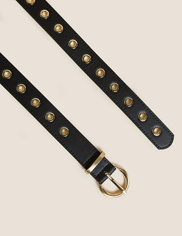 Leather Look Circle Buckle Jeans Belt