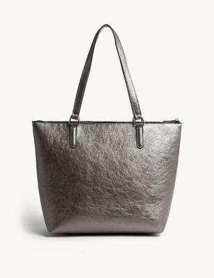 Marks & Spencer Croc Effect Tote Bag Faux leather (FEMALE, BLACK)