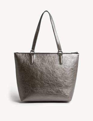 

Womens M&S Collection Faux Leather Croc Effect Tote Bag - Metallic, Metallic