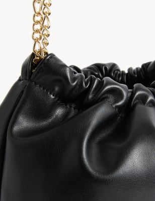 

Womens M&S Collection Faux Leather Drawstring Shoulder Bag - Black, Black