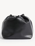 Faux Leather Drawstring Shoulder Bag