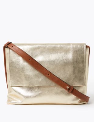 metallic messenger bag