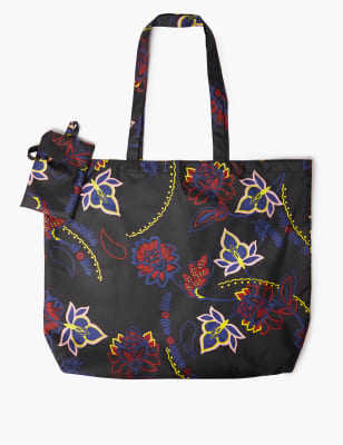 Opvouwbare shopper met bloemenprint