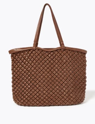 

Womens M&S Collection Leather Woven Tote Bag - Tan, Tan