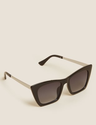 

M&S Collection Gafas de sol angulares con diseño de ojos de gatoWomens - Negro, Negro