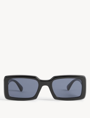 

Womens M&S Collection Angeschrägte, eckige Sonnenbrille - Black, Black