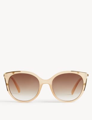 

Womens M&S Collection Runde Sonnenbrille im Katzenaugendesign - Creme, Creme