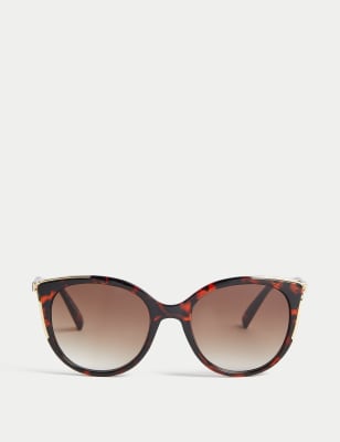 M&S Women's Round Cat Eye Sunglasses - Brown Mix, Brown Mix,Black,Sand