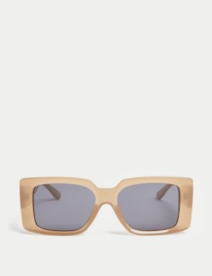 M&S Womens Rectangle Chunky Sunglasses - Sand, Sand,Black