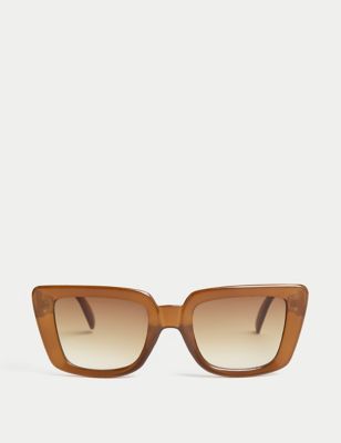 M&S Womens Chunky Cat Eye Sunglasses - Caramel, Caramel,Black