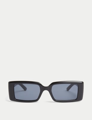 M&S Women's Rectangle Sunglasses - Black, Black,Caramel Mix